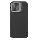 For iPhone 16 NILLKIN Qin Prop Series Flip Camera Cover Design Leather Phone Case(Plain Leather Black) - 1