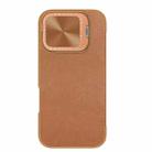 For iPhone 16 Pro Max NILLKIN Qin Prop Series Flip Camera Cover Design Leather Phone Case(Brown) - 1