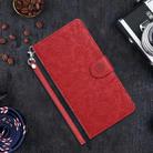 For iPhone 16 Pro Max Floral Embossed Pattern Leather Phone Case(Red) - 2