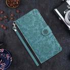 For iPhone 16 Pro Max Floral Embossed Pattern Leather Phone Case(Dark Green) - 2