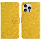 For iPhone 16 Pro Max Floral Embossed Pattern Leather Phone Case(Yellow) - 1