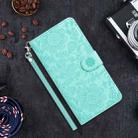 For iPhone 16 Plus Floral Embossed Pattern Leather Phone Case(Light Green) - 2