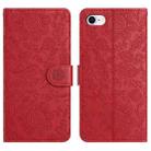 For iPhone SE 2022 / 2020 / 8 / 7 Floral Embossed Pattern Leather Phone Case(Red) - 1