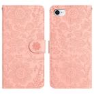 For iPhone SE 2022 / 2020 / 8 / 7 Floral Embossed Pattern Leather Phone Case(Pink) - 1