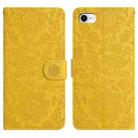 For iPhone SE 2022 / 2020 / 8 / 7 Floral Embossed Pattern Leather Phone Case(Yellow) - 1