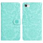 For iPhone SE 2022 / 2020 / 8 / 7 Floral Embossed Pattern Leather Phone Case(Light Green) - 1