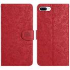 For iPhone 7 Plus / 8 Plus Floral Embossed Pattern Leather Phone Case(Red) - 1