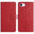 For iPhone SE 2024 Floral Embossed Pattern Leather Phone Case(Red) - 1