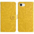 For iPhone SE 2024 Floral Embossed Pattern Leather Phone Case(Yellow) - 1