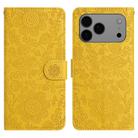 For iPhone 17 Pro Max Floral Embossed Pattern Leather Phone Case(Yellow) - 1