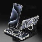 For iPhone 15 Pro Max Lingkong Series MagSafe Metal Phone Case with Holder(Titanium) - 1