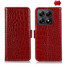 For Xiaomi 14T Crocodile Top Layer Cowhide Leather Phone Case(Red) - 1