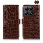 For Xiaomi 14T Crocodile Top Layer Cowhide Leather Phone Case(Brown) - 1