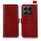 For Xiaomi 14T Pro Crocodile Top Layer Cowhide Leather Phone Case(Red) - 1