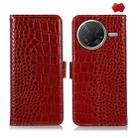 For Xiaomi Poco F7 Pro Crocodile Top Layer Cowhide Leather Phone Case(Red) - 1