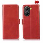 For Xiaomi Poco X7 Pro Magnetic Crazy Horse Texture Genuine Leather RFID Phone Case(Red) - 1