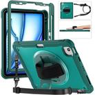 For iPad Air 11 2024 Heavy Duty Hybrid Tablet Case with Hand Grip & Strap(Dark Green) - 1