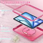 For iPad Air 11 2024 Heavy Duty Hybrid Tablet Case with Hand Grip & Strap(Rose Red) - 3