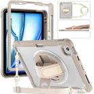 For iPad Air 11 2025 / 2024 Heavy Duty Hybrid Tablet Case with Hand Grip & Strap(Khaki) - 1