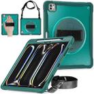 For iPad Pro 11 2024 Heavy Duty Hybrid Tablet Case with Hand Grip & Strap(Dark Green) - 1