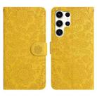 For Samsung Galaxy S24 Ultra 5G Floral Embossed Pattern Leather Phone Case(Yellow) - 1