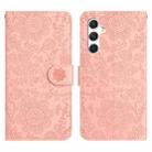 For Samsung Galaxy S24+ 5G Floral Embossed Pattern Leather Phone Case(Pink) - 1