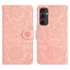 For Samsung Galaxy S24 FE 5G Floral Embossed Pattern Leather Phone Case(Pink) - 1