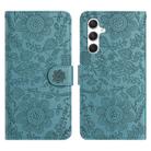 For Samsung Galaxy S24 5G Floral Embossed Pattern Leather Phone Case(Dark Green) - 1