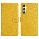 For Samsung Galaxy S24 5G Floral Embossed Pattern Leather Phone Case(Yellow) - 1