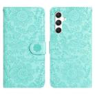 For Samsung Galaxy S24 5G Floral Embossed Pattern Leather Phone Case(Light Green) - 1