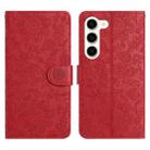 For Samsung Galaxy S23+ 5G Floral Embossed Pattern Leather Phone Case(Red) - 1