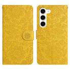 For Samsung Galaxy S23+ 5G Floral Embossed Pattern Leather Phone Case(Yellow) - 1