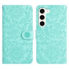 For Samsung Galaxy S23+ 5G Floral Embossed Pattern Leather Phone Case(Light Green) - 1