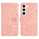 For Samsung Galaxy S23 5G Floral Embossed Pattern Leather Phone Case(Pink) - 1