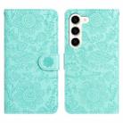 For Samsung Galaxy S23 5G Floral Embossed Pattern Leather Phone Case(Light Green) - 1