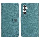 For Samsung Galaxy S25+ 5G Floral Embossed Pattern Leather Phone Case(Dark Green) - 1