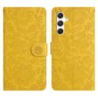 For Samsung Galaxy S25+ 5G Floral Embossed Pattern Leather Phone Case(Yellow) - 1