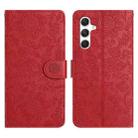 For Samsung Galaxy S25 5G Floral Embossed Pattern Leather Phone Case(Red) - 1