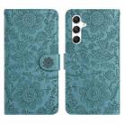 For Samsung Galaxy S25 5G Floral Embossed Pattern Leather Phone Case(Dark Green) - 1