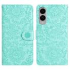 For Samsung Galaxy S25 Edge 5G Floral Embossed Pattern Leather Phone Case(Light Green) - 1