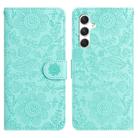 For Samsung Galaxy S25 FE 5G Floral Embossed Pattern Leather Phone Case(Light Green) - 1