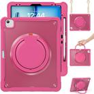 For iPad Air 13 2024 Heavy Duty Hybrid Tablet Case with Handle & Strap(Rose Red) - 1