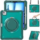 For iPad Air 11 2024 Heavy Duty Hybrid Tablet Case with Handle & Strap(Dark Green) - 1