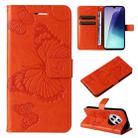 For Redmi 14C 4G Global 3D Butterfly Embossed Pattern Flip Leather Phone Case(Orange) - 1