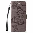 For Redmi 14C 4G Global 3D Butterfly Embossed Pattern Flip Leather Phone Case(Grey) - 2