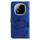 For Redmi Note 14 Pro / 14 Pro+ 5G 3D Butterfly Embossed Pattern Flip Leather Phone Case(Blue) - 3