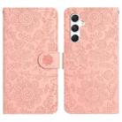 For Samsung Galaxy A05s Floral Embossed Pattern Leather Phone Case(Pink) - 1