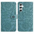 For Samsung Galaxy A14 Floral Embossed Pattern Leather Phone Case(Dark Green) - 1
