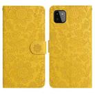 For Samsung Galaxy A22 5G Floral Embossed Pattern Leather Phone Case(Yellow) - 1