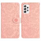 For Samsung Galaxy A33 Floral Embossed Pattern Leather Phone Case(Pink) - 1